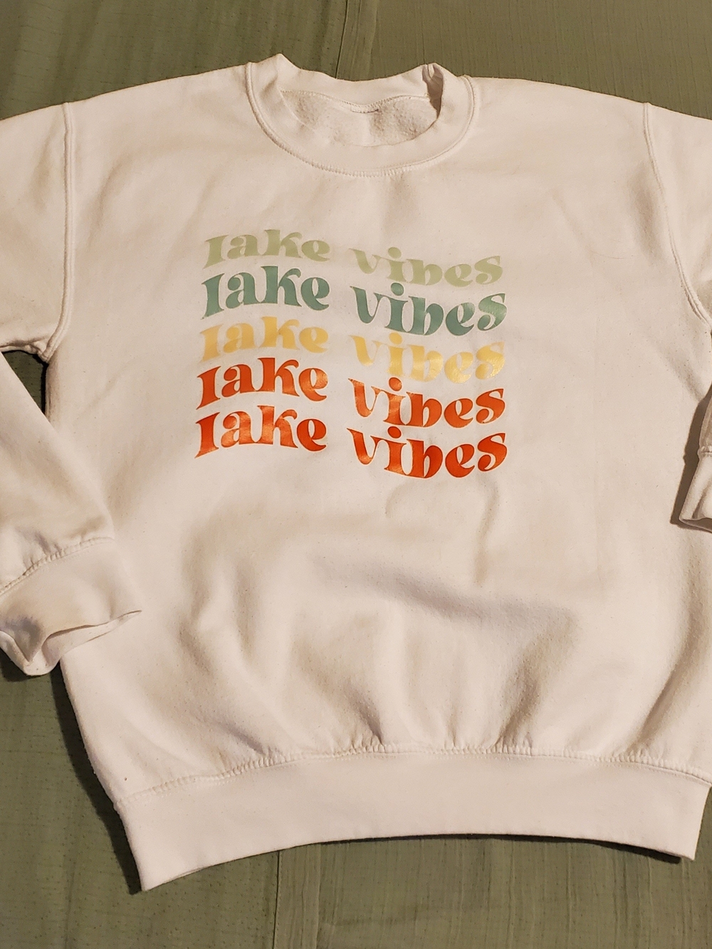 White 'Lake Vibes' Graphic Sweatshirt